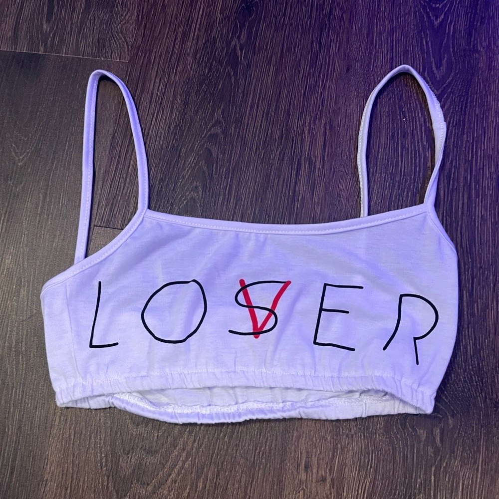 Loser White Crop Top